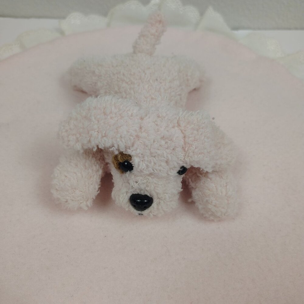 Vintage Porcelain Doll Wintac Enterprise Co. Baby Girl Blond Pink Dog - Picture 14 of 16